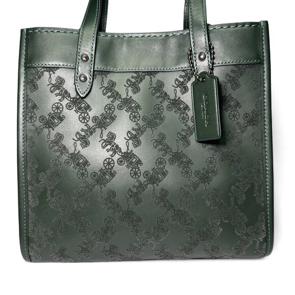 COACH Field Tote 22 with Horse and Carriage Shoulder/Crossbody Bag, Green, NWOT - Picture 3 of 13